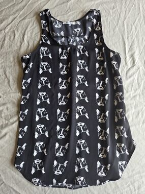Ricki's French Bulldog Print Sleeveless Tank Top S Frenchie